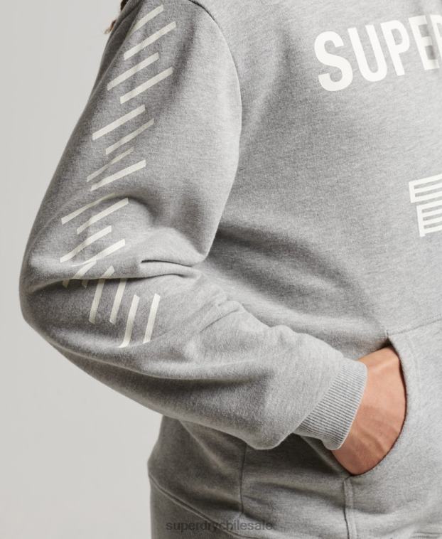 hombres Superdry gris sudadera con capucha deportiva code core 2R68Z5007