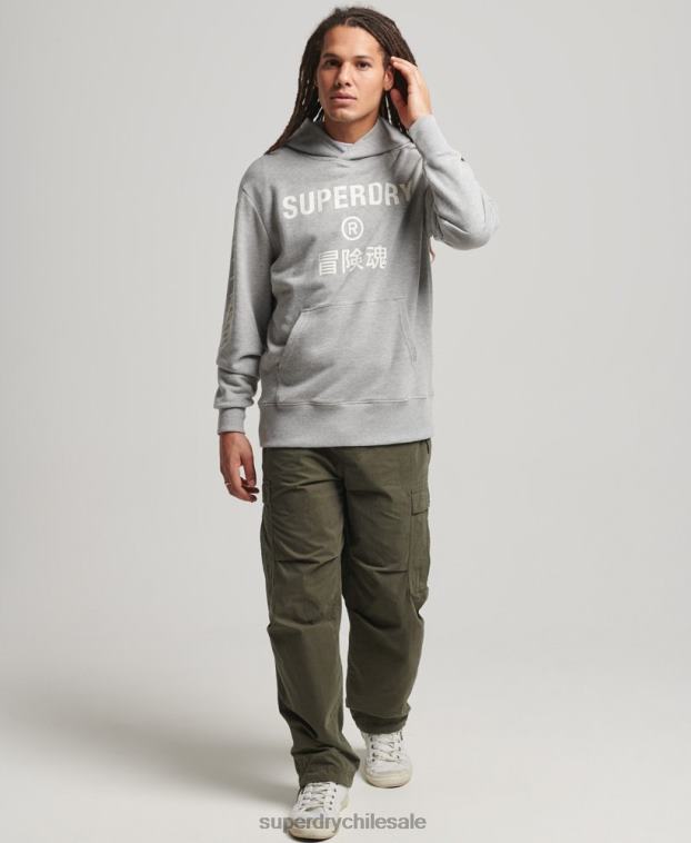 hombres Superdry gris sudadera con capucha deportiva code core 2R68Z5007