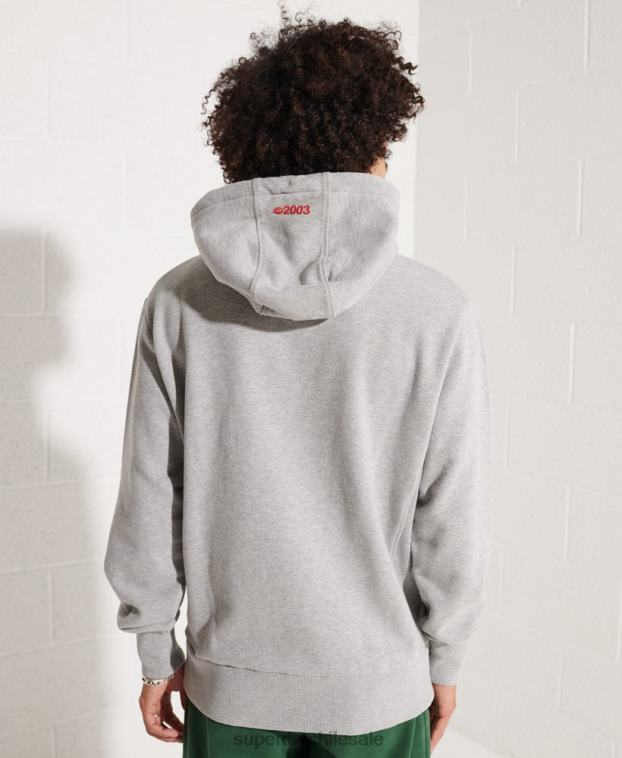 hombres Superdry gris sudadera con capucha independiente 2R68Z807