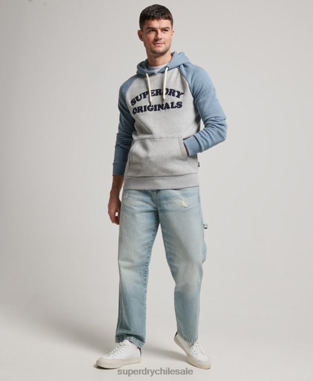 hombres Superdry gris sudadera con capucha raglán clase cooper 2R68Z594
