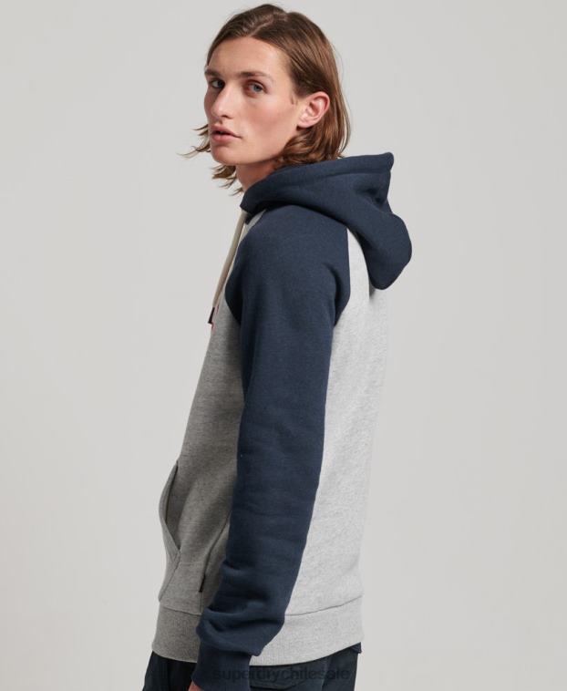 hombres Superdry gris sudadera con capucha raglán clase cooper 2R68Z595