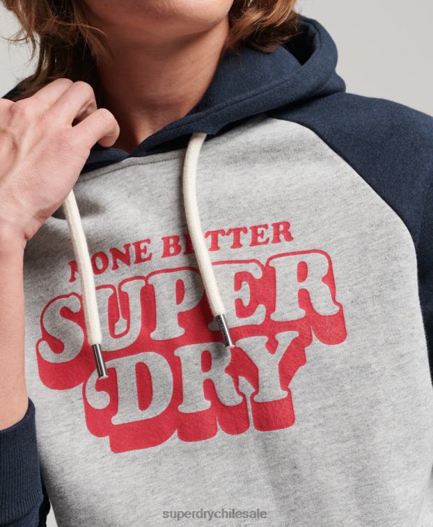 hombres Superdry gris sudadera con capucha raglán clase cooper 2R68Z595