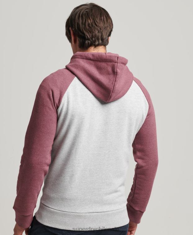 hombres Superdry gris sudadera con capucha universitaria con guión 2R68Z880