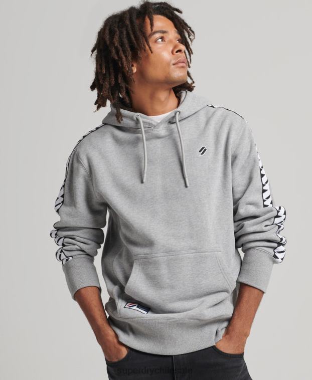 hombres Superdry gris sudadera con capucha y cinta del logo 2R68Z760