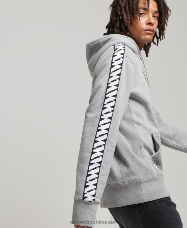 hombres Superdry gris sudadera con capucha y cinta del logo 2R68Z760