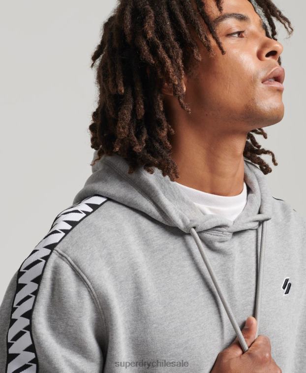 hombres Superdry gris sudadera con capucha y cinta del logo 2R68Z760