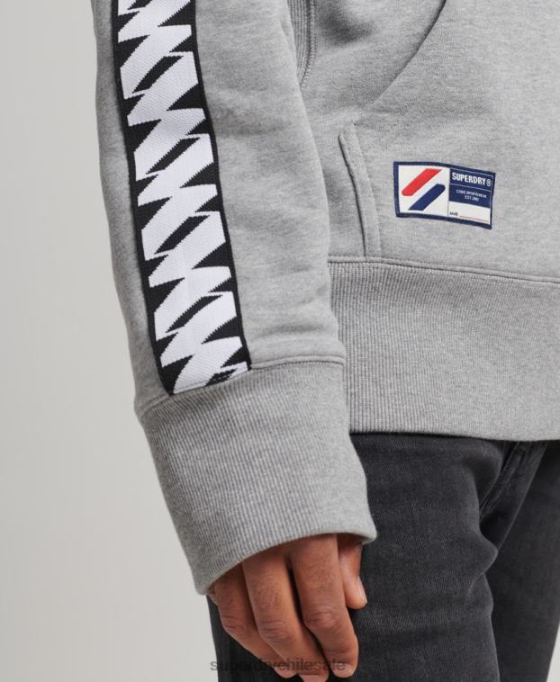 hombres Superdry gris sudadera con capucha y cinta del logo 2R68Z760