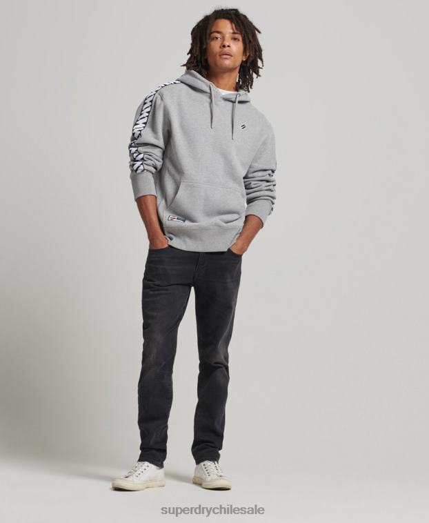 hombres Superdry gris sudadera con capucha y cinta del logo 2R68Z760