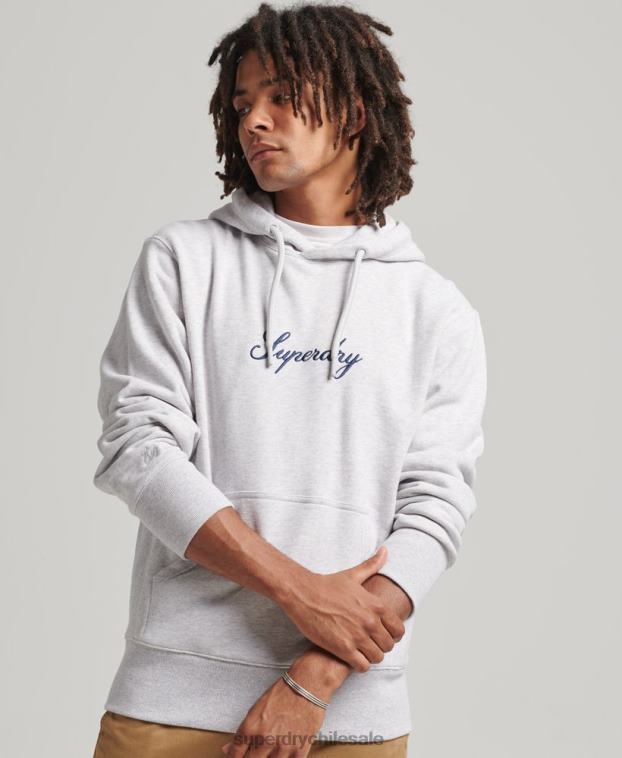 hombres Superdry gris sudadera con capucha y logo 2R68Z619