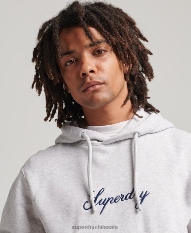 hombres Superdry gris sudadera con capucha y logo 2R68Z619