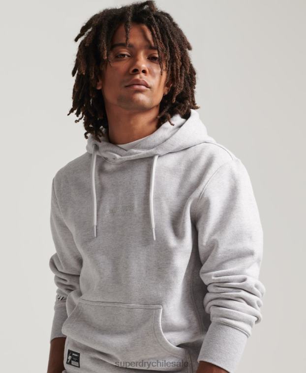 hombres Superdry gris sudadera con capucha y logo bordado 2R68Z5113