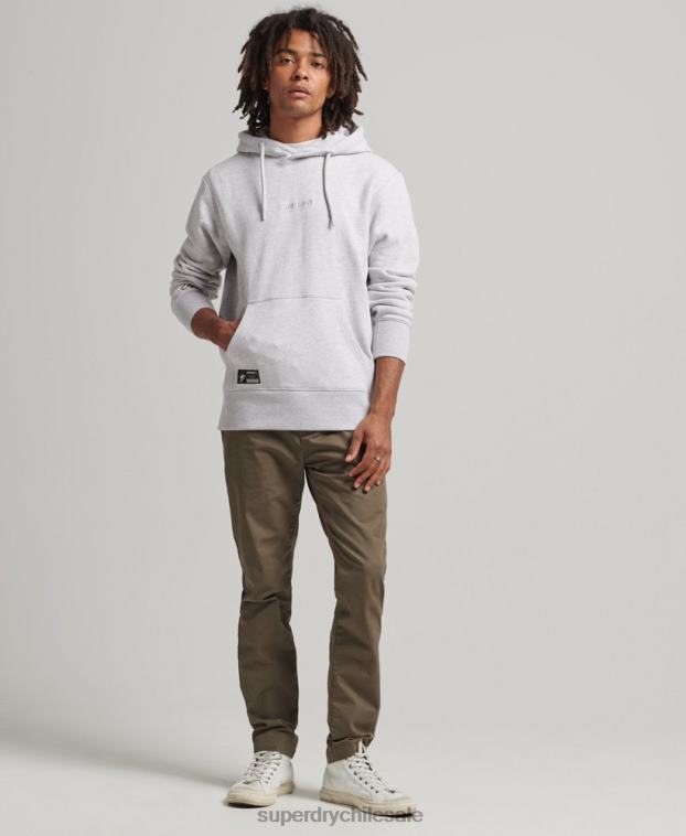 hombres Superdry gris sudadera con capucha y logo bordado 2R68Z5113