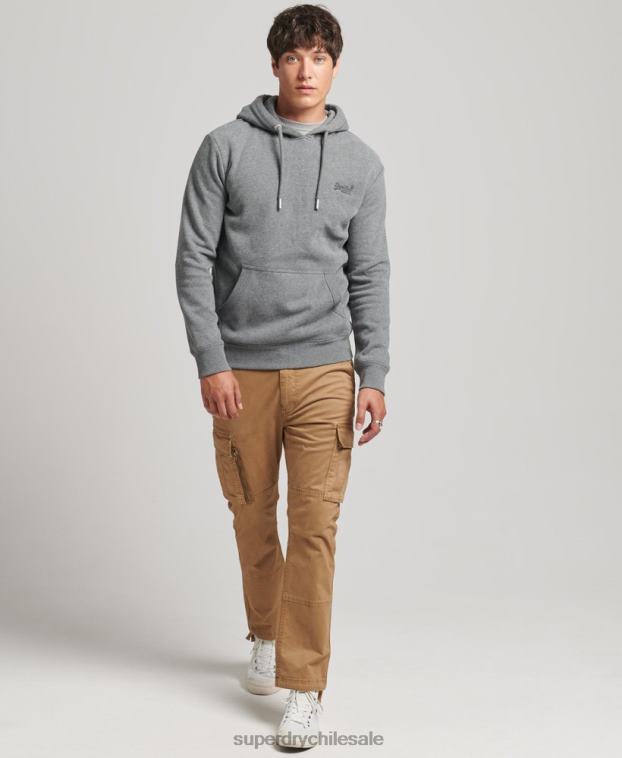 hombres Superdry gris sudadera con capucha y logo esencial de algodón orgánico 2R68Z560