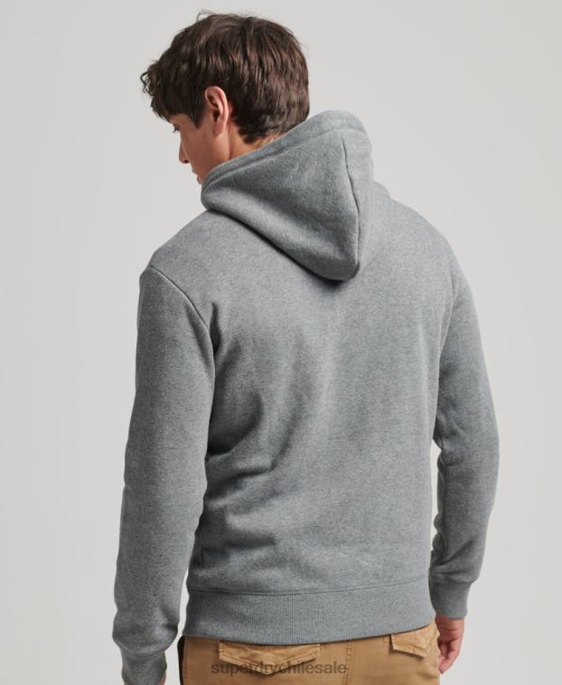 hombres Superdry gris sudadera con capucha y logo esencial de algodón orgánico 2R68Z560