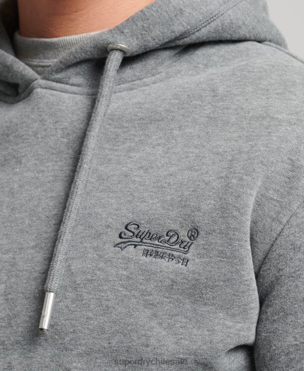 hombres Superdry gris sudadera con capucha y logo esencial de algodón orgánico 2R68Z560