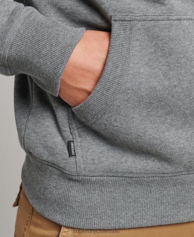 hombres Superdry gris sudadera con capucha y logo esencial de algodón orgánico 2R68Z560
