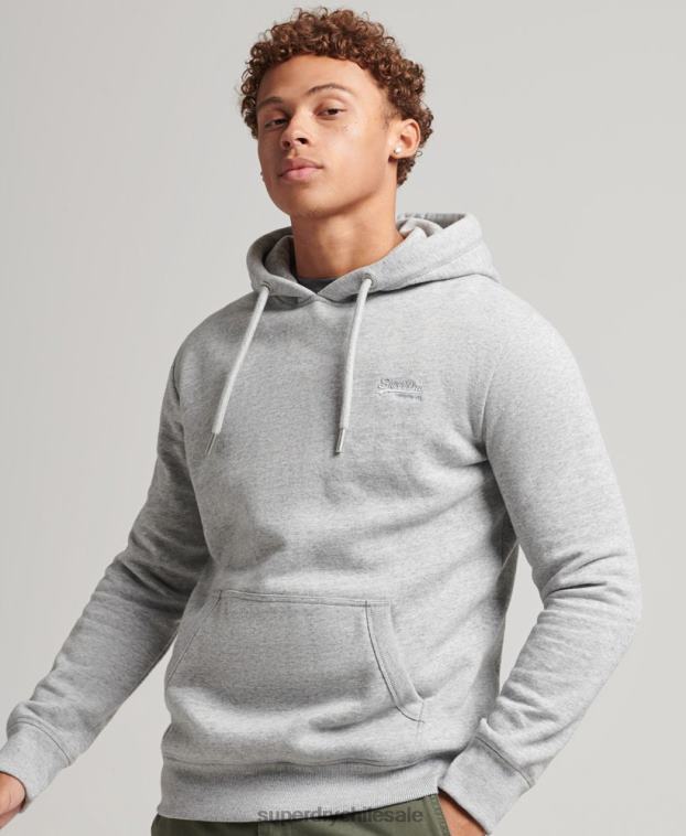hombres Superdry gris sudadera con capucha y logo esencial de algodón orgánico 2R68Z567