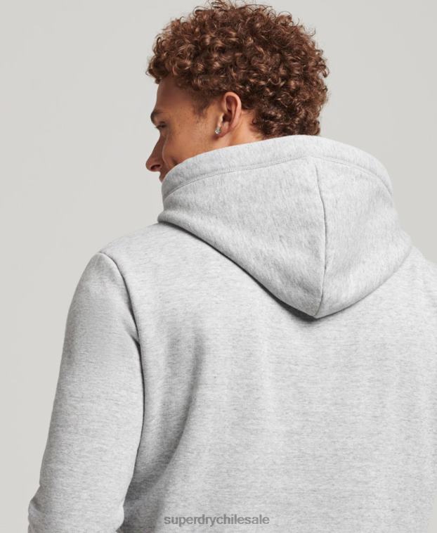 hombres Superdry gris sudadera con capucha y logo esencial de algodón orgánico 2R68Z567