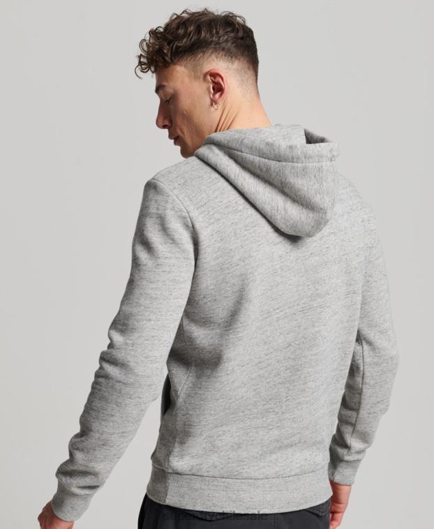 hombres Superdry gris sudadera con capucha y logo vintage 2R68Z515