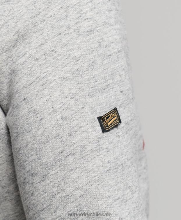hombres Superdry gris sudadera con capucha y logo vintage 2R68Z515
