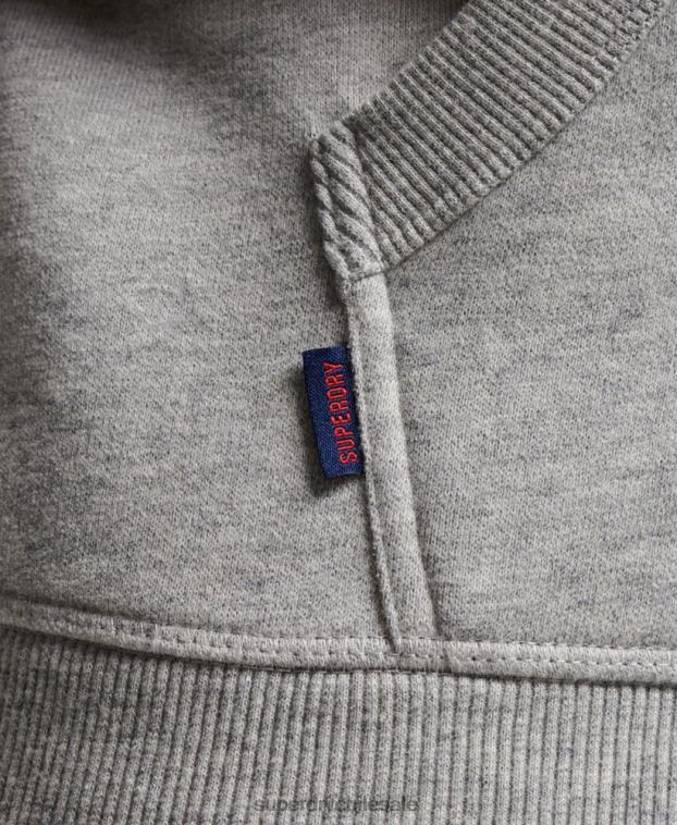 hombres Superdry gris sudadera con capucha y logo vintage 2R68Z689