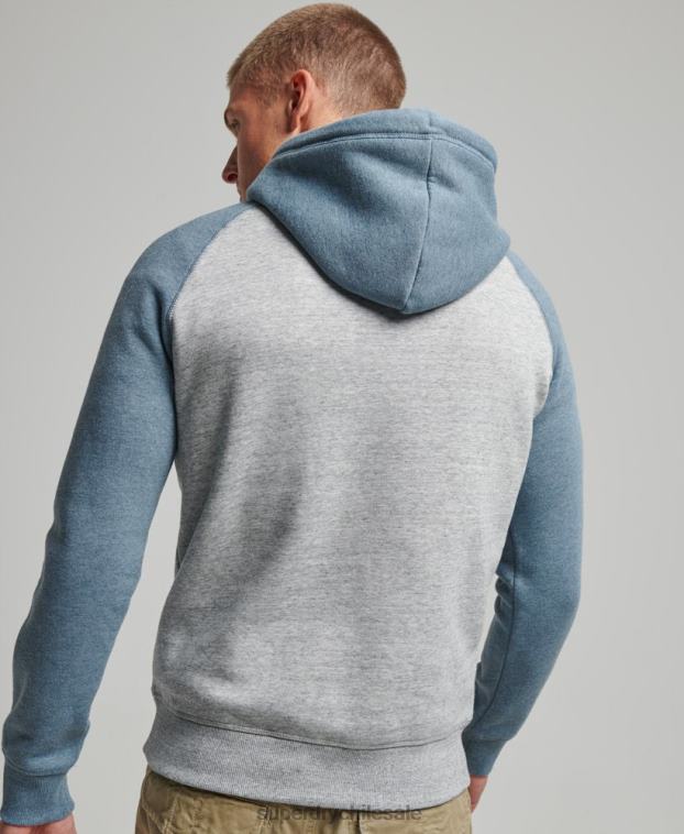 hombres Superdry gris sudadera con capucha y logo vintage 2R68Z766