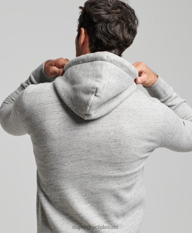 hombres Superdry gris sudadera con capucha y logo vintage 2R68Z789