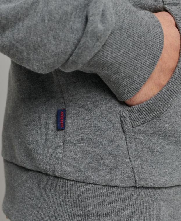 hombres Superdry gris sudadera con capucha y logo vintage 2R68Z835