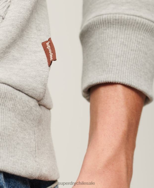 hombres Superdry gris sudadera con capucha y logo vintage 2R68Z855