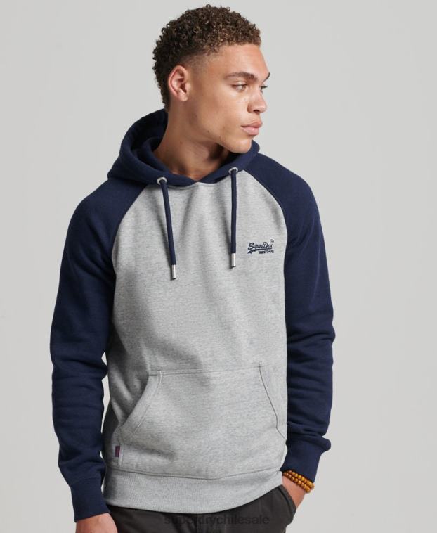 hombres Superdry gris sudadera con capucha y logo vintage de algodón orgánico 2R68Z602