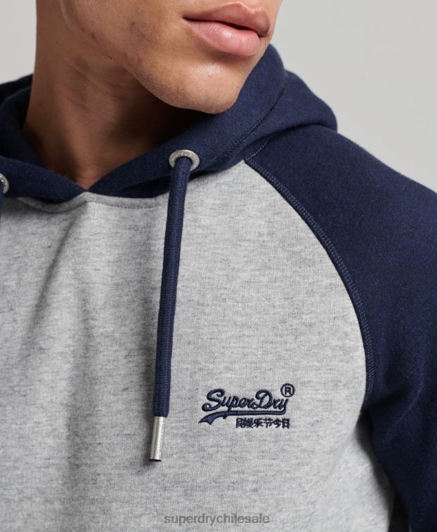 hombres Superdry gris sudadera con capucha y logo vintage de algodón orgánico 2R68Z602