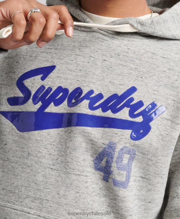 hombres Superdry gris sudadera con capucha y texto vintage atlético de la ciudad 2R68Z5178