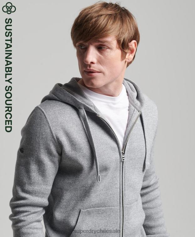 hombres Superdry gris sudadera con cremallera Essential de algodón orgánico 2R68Z5257