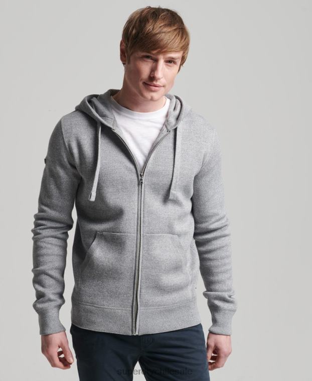 hombres Superdry gris sudadera con cremallera Essential de algodón orgánico 2R68Z5257
