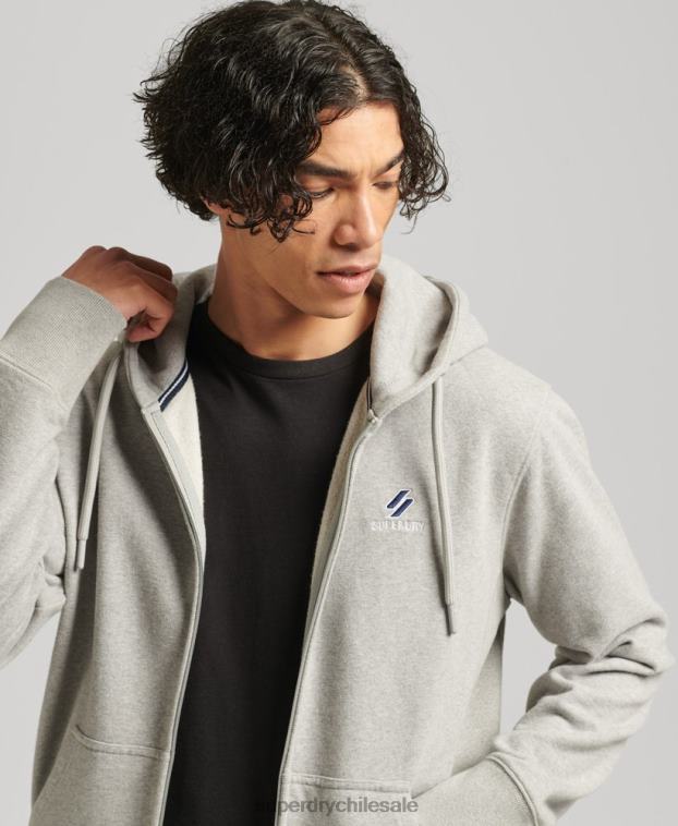 hombres Superdry gris sudadera con cremallera code essential 2R68Z5205