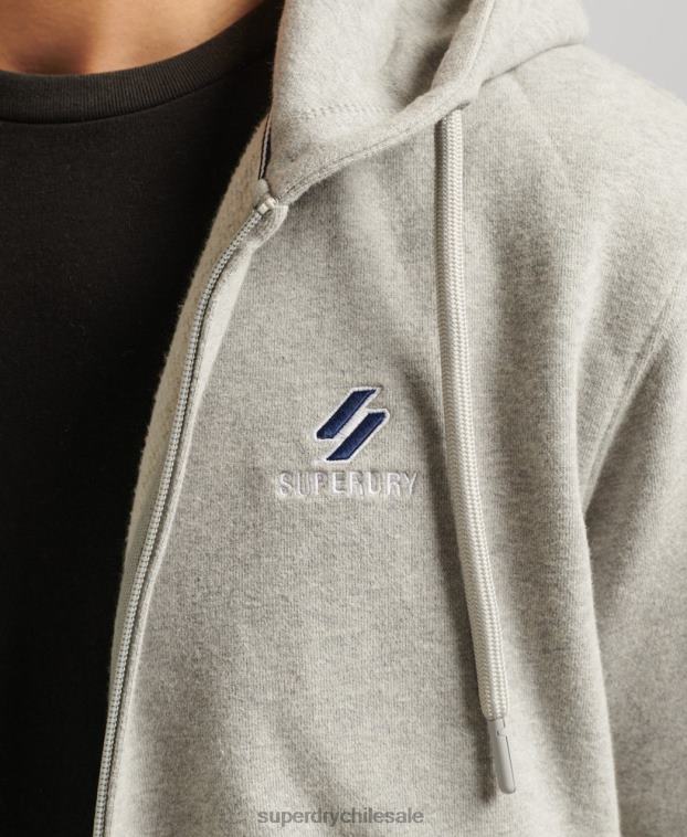 hombres Superdry gris sudadera con cremallera code essential 2R68Z5205