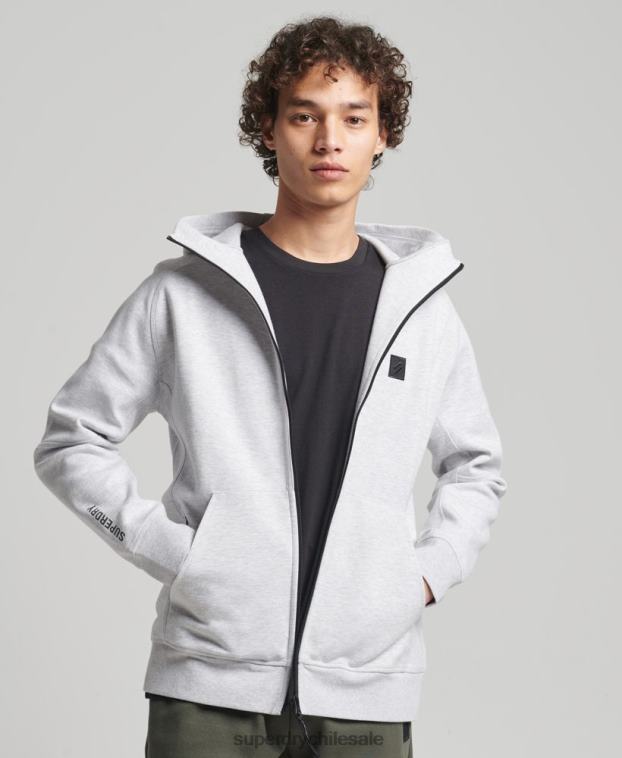 hombres Superdry gris sudadera con cremallera code tech 2R68Z643