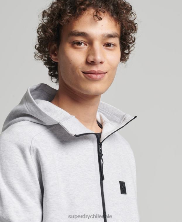 hombres Superdry gris sudadera con cremallera code tech 2R68Z643