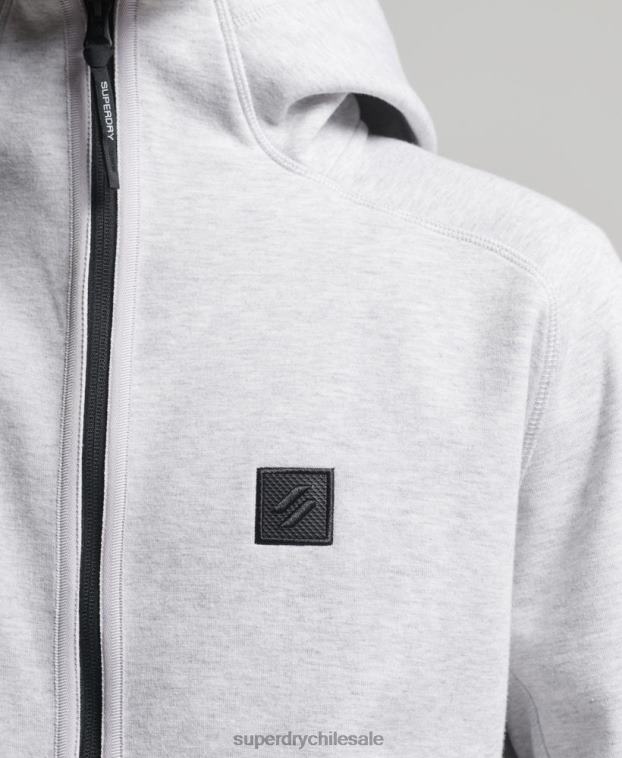 hombres Superdry gris sudadera con cremallera code tech 2R68Z643