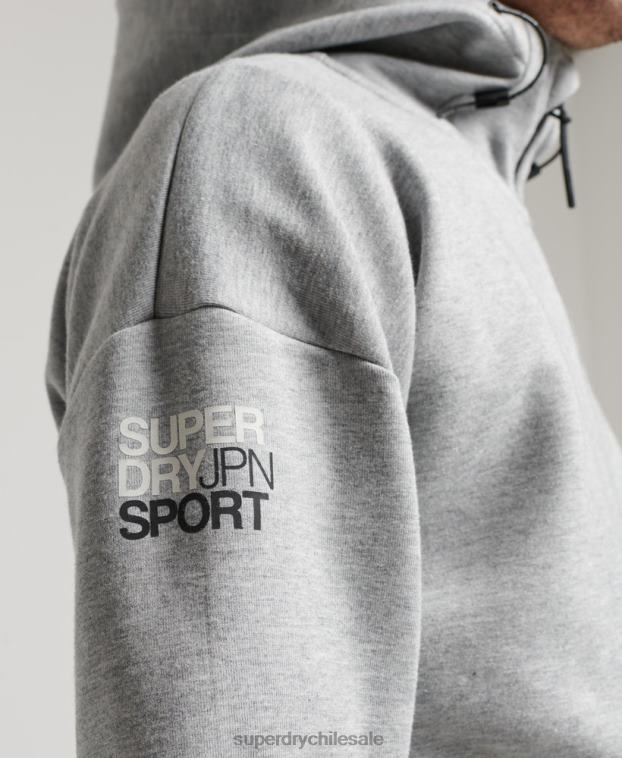 hombres Superdry gris sudadera con cremallera gymtech 2R68Z677