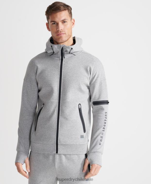 hombres Superdry gris sudadera con cremallera gymtech de entrenamiento 2R68Z5176