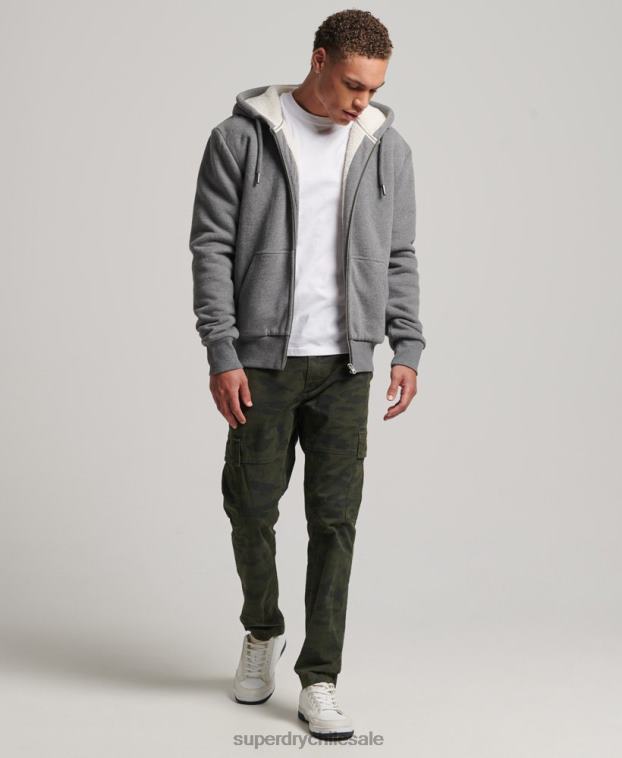 hombres Superdry gris sudadera con cremallera y forro de borreguito esencial 2R68Z680