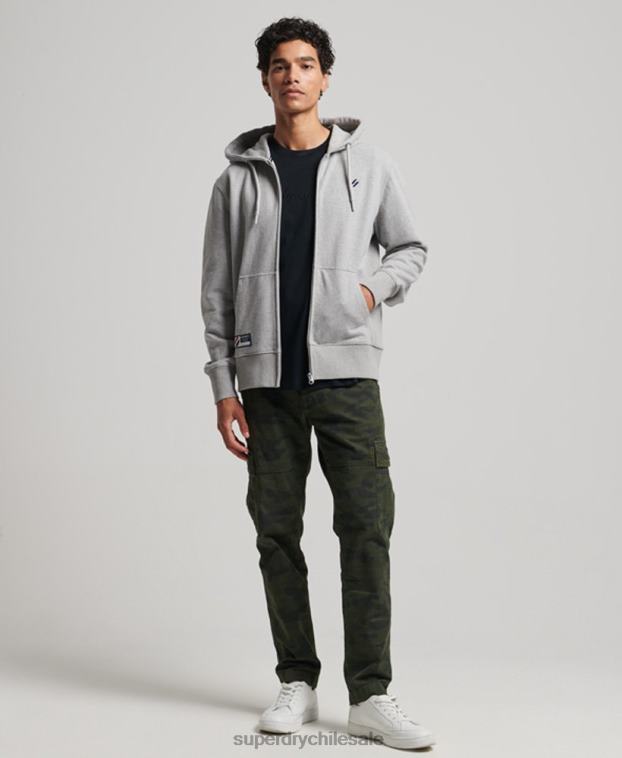 hombres Superdry gris sudadera con cremallera y logo esencial 2R68Z5097