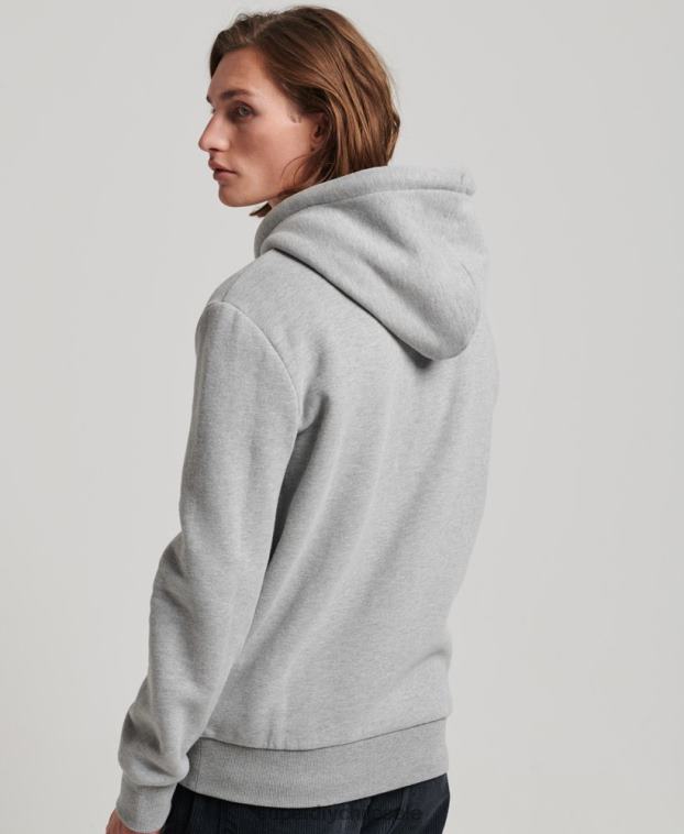 hombres Superdry gris sudadera con cremallera y logo vintage 2R68Z489