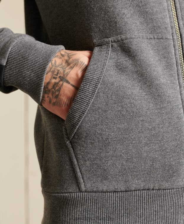 hombres Superdry gris sudadera con cremallera y logo vintage 2R68Z891