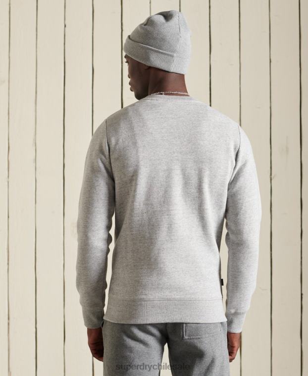 hombres Superdry gris sudadera con cuello redondo y logo bordado 2R68Z750