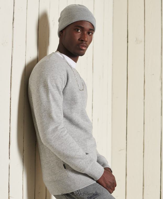 hombres Superdry gris sudadera con cuello redondo y logo bordado 2R68Z750