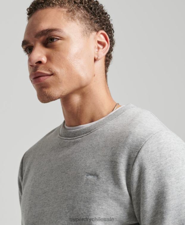 hombres Superdry gris sudadera con cuello redondo y logo bordado 2R68Z751