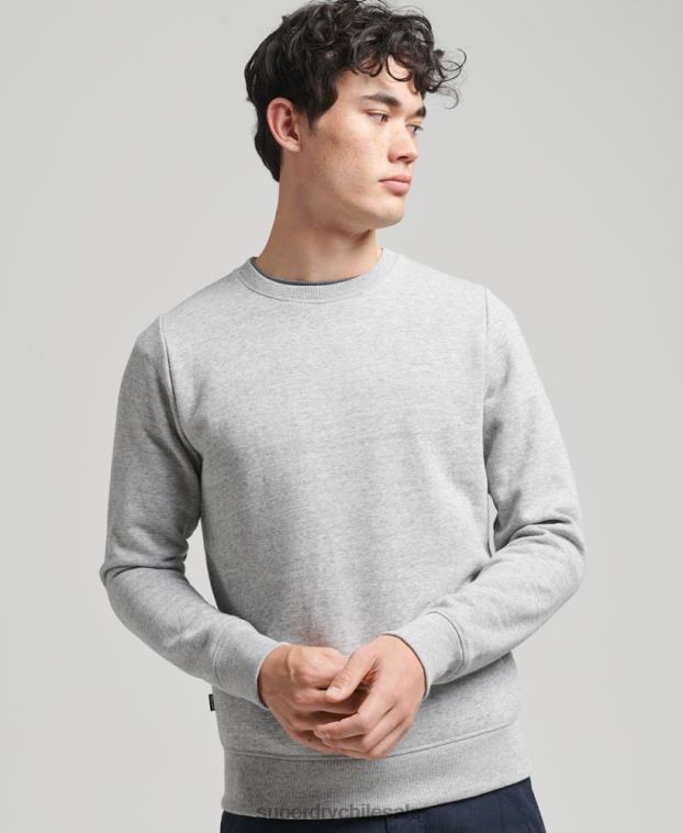 hombres Superdry gris sudadera con cuello redondo y logo esencial de algodón orgánico 2R68Z554