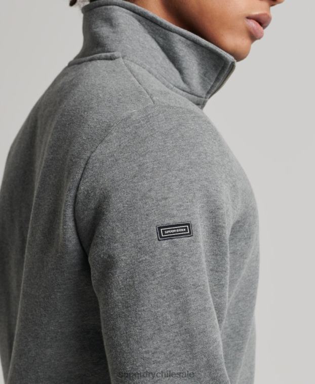 hombres Superdry gris sudadera con cuello tunecino y cremallera con logo vintage de algodón orgánico 2R68Z5076
